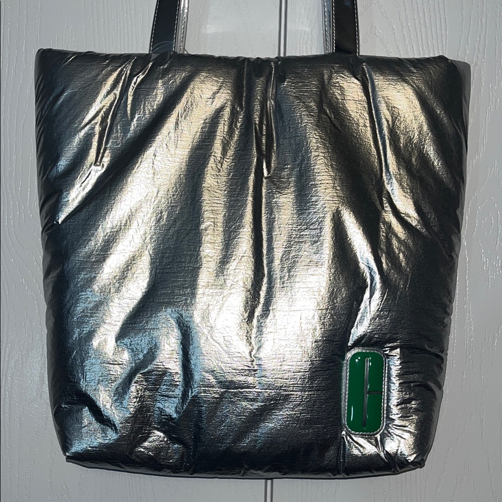 Clinique Silver Puffer Tote Bag